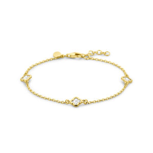 armband bloem zirkonia 17 + 2 cm 3 micron zilver verguld (geel)