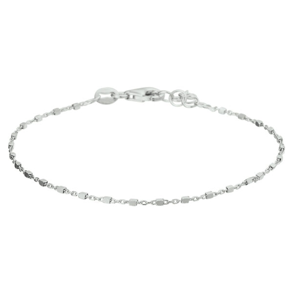 armband blokjes 1,1 mm 17 + 2 cm zilver gerhodineerd