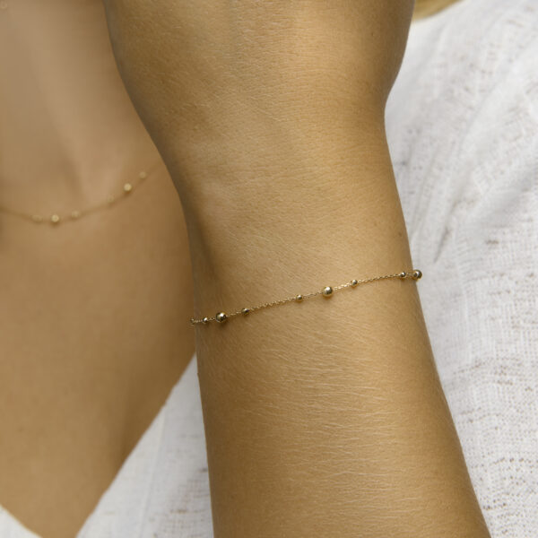 armband bolletjes 0,8 mm 16,5 - 18,5 cm 14K geelgoud - Afbeelding 2