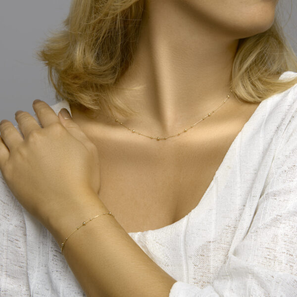 armband bolletjes 0,8 mm 16,5 - 18,5 cm 14K geelgoud - Afbeelding 3