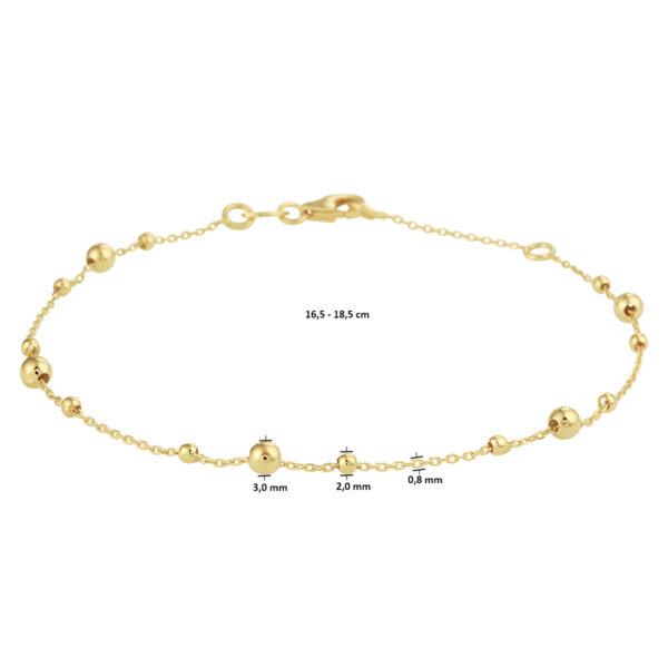armband bolletjes 0,8 mm 16,5 - 18,5 cm 14K geelgoud - Afbeelding 4