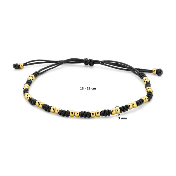 armband bolletjes 12 - 24 cm 14K goud met rubber/nylon/leer - Afbeelding 3