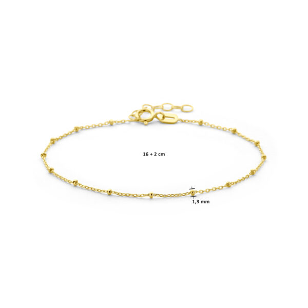 armband bolletjes 1,3 mm 16 + 3 cm 14K geelgoud - Afbeelding 4