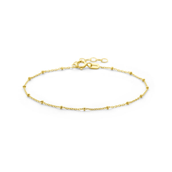 armband bolletjes 1,3 mm 16 + 3 cm 14K geelgoud