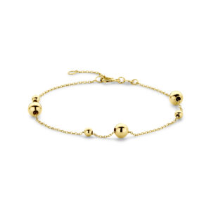 armband bolletjes 16,5 - 18,5 cm 14K geelgoud