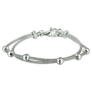 armband bolletjes 18 + 2,5 cm zilver gerhodineerd