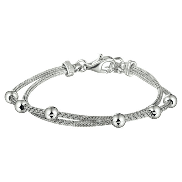 armband bolletjes 18 + 2,5 cm zilver gerhodineerd