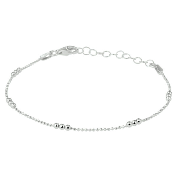 armband bolletjes 2,0 mm 16 + 3 cm zilver gerhodineerd