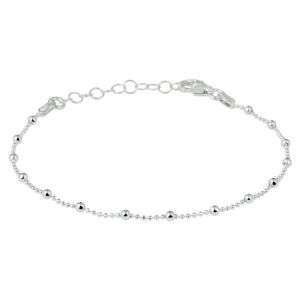 armband bolletjes 2,0 mm 16 + 3 cm zilver gerhodineerd