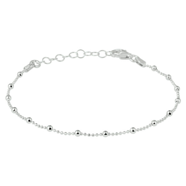 armband bolletjes 2,0 mm 16 + 3 cm zilver gerhodineerd