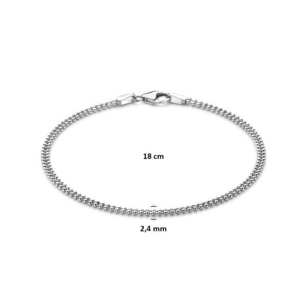 armband bolletjes 2,4 mm 18 cm zilver gerhodineerd - Afbeelding 3