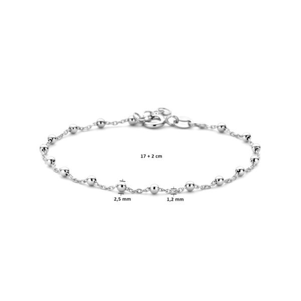 armband bolletjes 2,5 mm 17 + 2 cm zilver gerhodineerd - Afbeelding 3