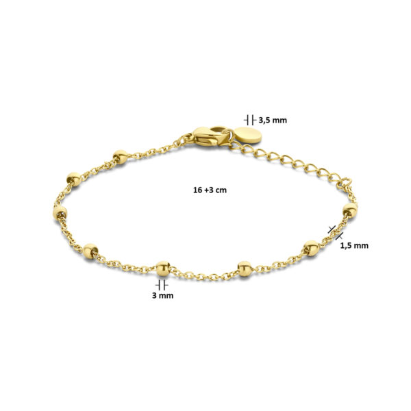 armband bolletjes 3,0 mm 16 + 3 cm ion plating edelstaal - Afbeelding 3