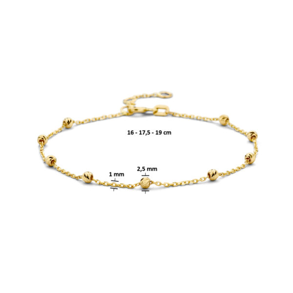 armband bolletjes gediamanteerd 2,5 mm 16,5 - 17,5 - 19 cm 14K geelgoud - Afbeelding 3
