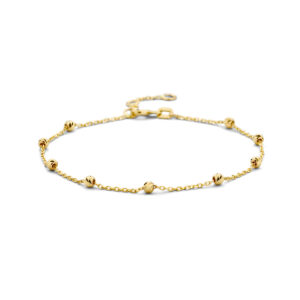 armband bolletjes gediamanteerd 2,5 mm 16,5 - 17,5 - 19 cm 14K geelgoud