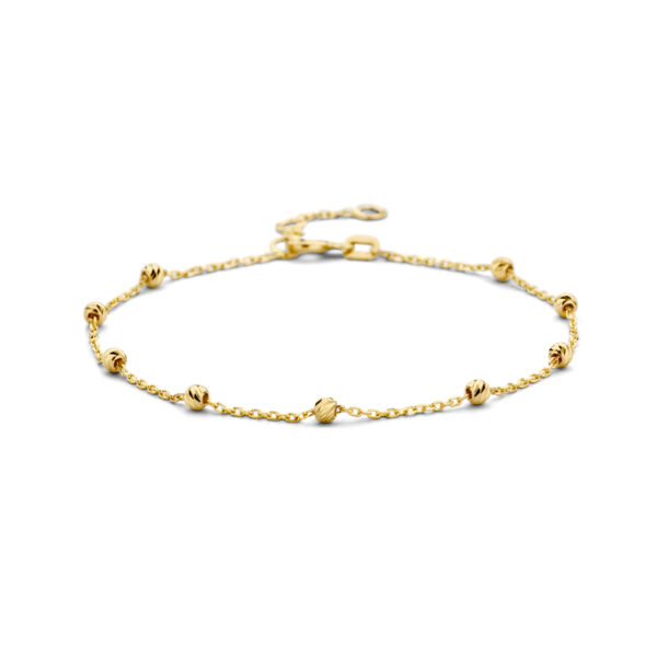 armband bolletjes gediamanteerd 2,5 mm 16,5 - 17,5 - 19 cm 14K geelgoud