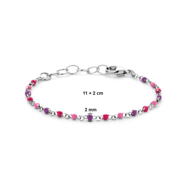 armband bolletjes gekleurd emaille 11 + 2 cm zilver gerhodineerd - Afbeelding 3