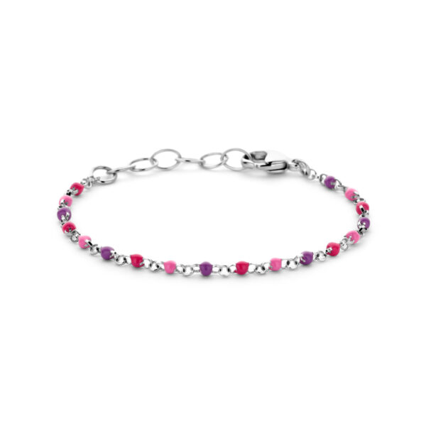 armband bolletjes gekleurd emaille 11 + 2 cm zilver gerhodineerd