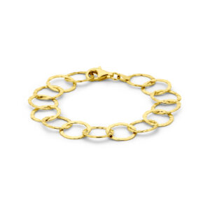 armband cirkels gehamerd 19 cm 3 micron zilver verguld (geel)