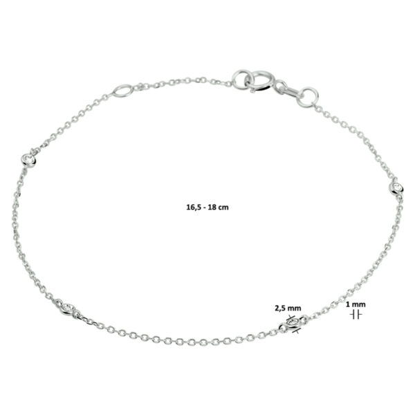 armband diamant 0.02ct h si 16,5 - 18 cm 14K witgoud - Afbeelding 3