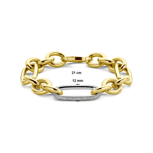 armband diamant 0.76ct g vsi 12 mm 21 cm 18K bicolor goud geel/wit - Afbeelding 3