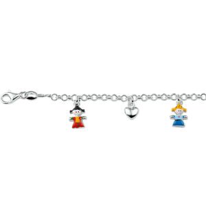 armband diverse bedels 13 - 15 cm zilver wit