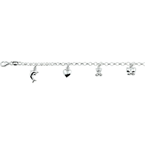 armband diverse bedels 15 cm zilver gerhodineerd - Afbeelding 2