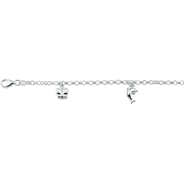armband diverse bedels 15 cm zilver gerhodineerd