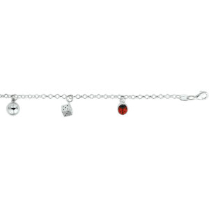armband diverse bedels 17 cm zilver wit