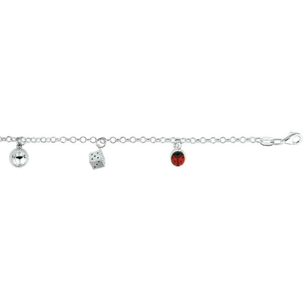 armband diverse bedels 17 cm zilver wit