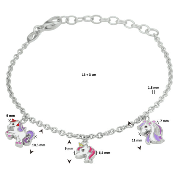 armband eenhoorn 13 + 3 cm zilver gerhodineerd - Afbeelding 5