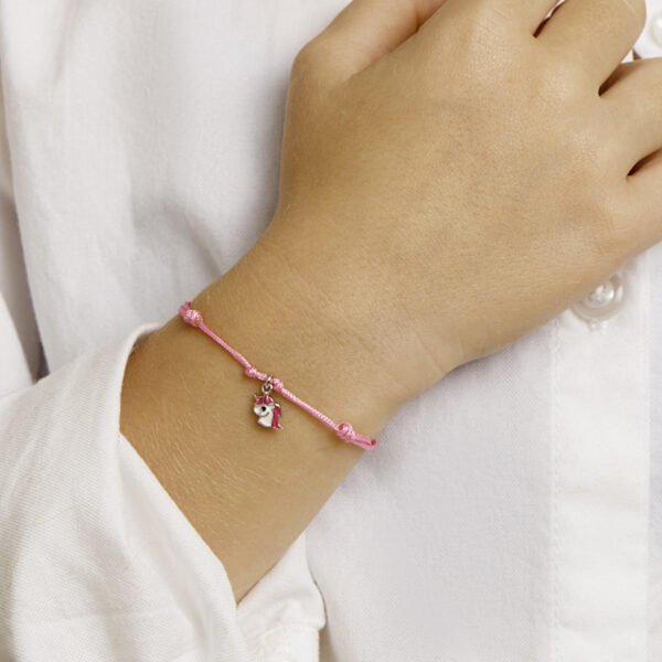 armband emaille eenhoorn zilver gerhodineerd met rubber/nylon/leer - Afbeelding 2