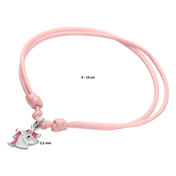 armband emaille eenhoorn zilver gerhodineerd met rubber/nylon/leer - Afbeelding 3