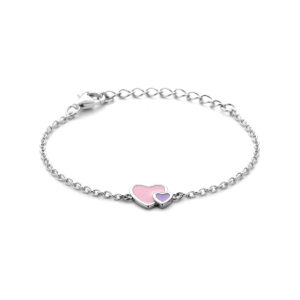 armband emaille hartjes 11 + 3 cm zilver gerhodineerd