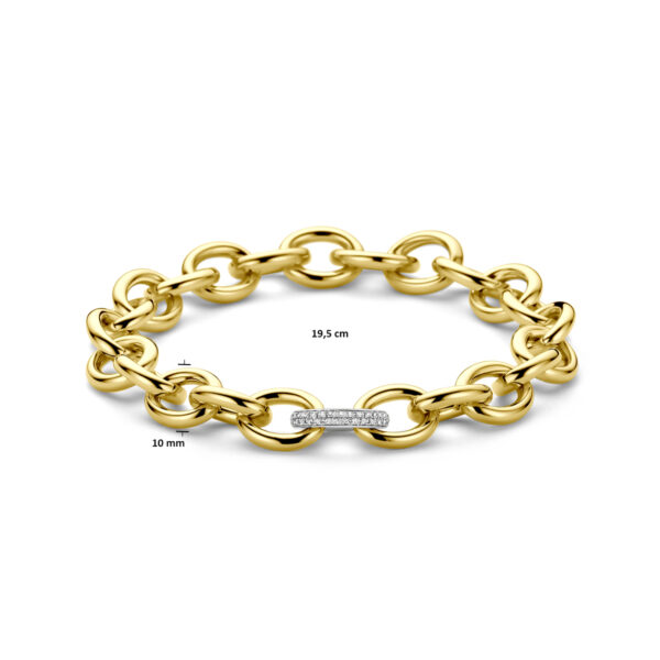 armband fantasie schakel diamant 0.17ct h si 10 mm 19,5 cm 14K bicolor goud geel/wit - Afbeelding 3