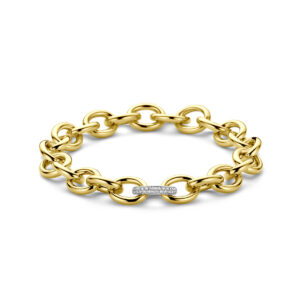 armband fantasie schakel diamant 0.17ct h si 10 mm 19,5 cm 14K bicolor goud geel/wit