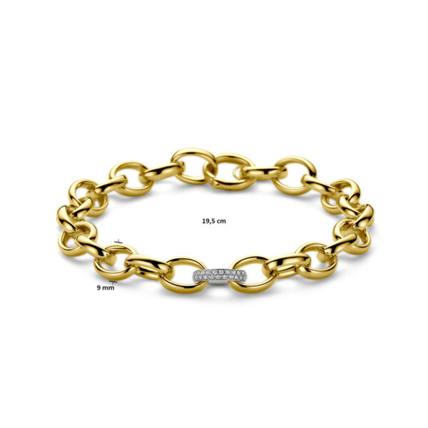 armband fantasie schakel diamant 0.18ct h si 9 mm 19,5 cm 14K bicolor goud geel/wit - Afbeelding 3