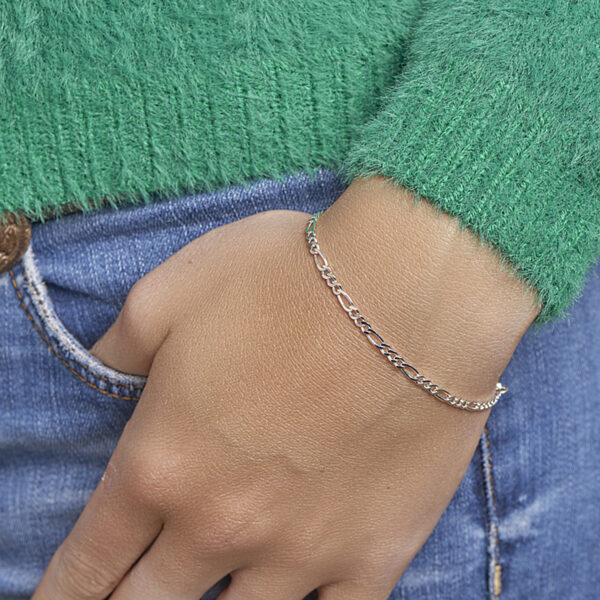 armband figaro 2,7 mm 18 cm zilver gerhodineerd - Afbeelding 2