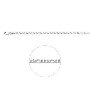 armband figaro 2,7 mm 18 cm zilver gerhodineerd