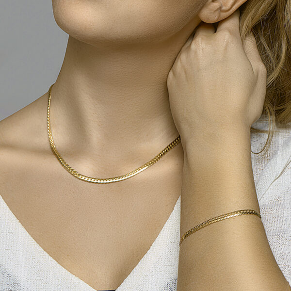 armband gourmet 4,7 mm 19 cm Silgold (geel met zilverkern) - Afbeelding 3