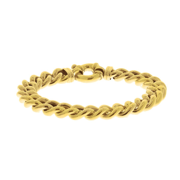 armband gourmette 10,5 mm 20 cm met groot springslot 14K geelgoud