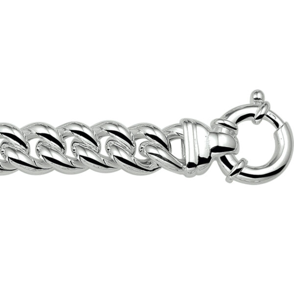 armband gourmette 11,3 mm 19 cm met groot springslot zilver wit - Afbeelding 2