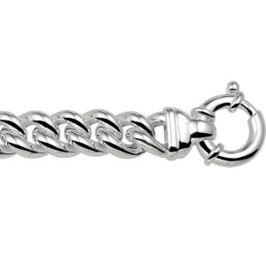 armband gourmette 11,3 mm 19 cm met groot springslot zilver wit