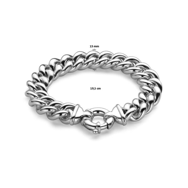 armband gourmette 13 mm 19,5 cm met groot springslot zilver wit - Afbeelding 2