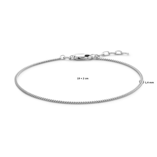 armband gourmette 4-zijdes geslepen 1,4 mm 19 + 2 cm (heren lengte) zilver gerhodineerd - Afbeelding 4