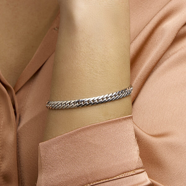 armband gourmette 4-zijdes geslepen 6,0 mm 19 cm zilver gerhodineerd - Afbeelding 2