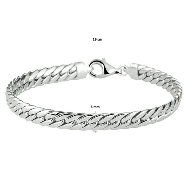 armband gourmette 4-zijdes geslepen 6,0 mm 19 cm zilver gerhodineerd - Afbeelding 3