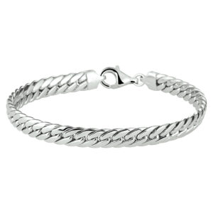 armband gourmette 4-zijdes geslepen 6,0 mm 19 cm zilver gerhodineerd