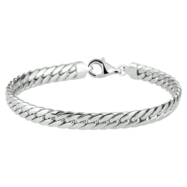 armband gourmette 4-zijdes geslepen 6,0 mm 19 cm zilver gerhodineerd