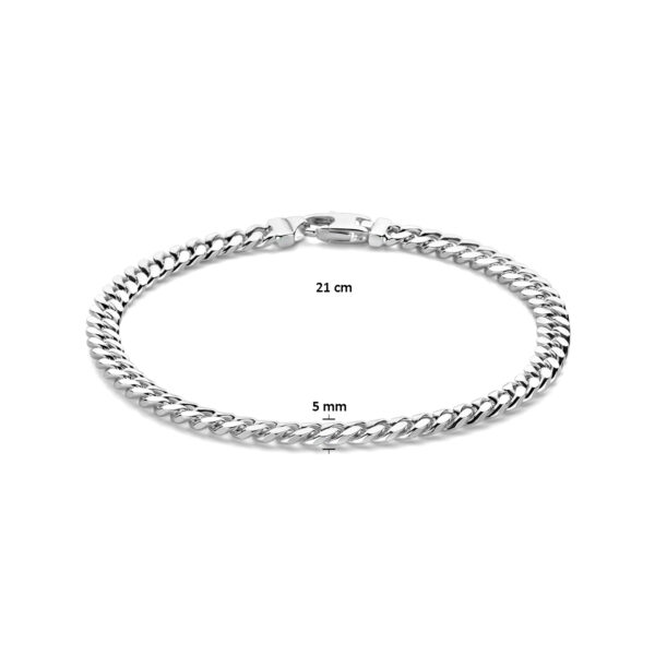 armband gourmette 5,0 mm 21 cm 4-zijdes geslepen zilver wit - Afbeelding 3